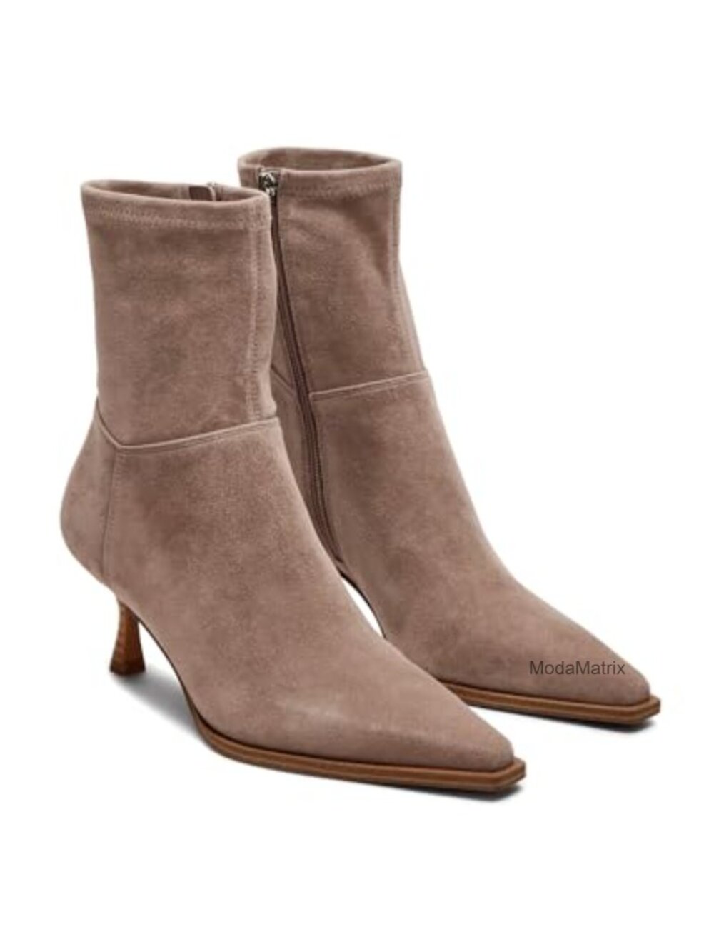 Kitten heel ankle boots pointed toe side zipper short booties
